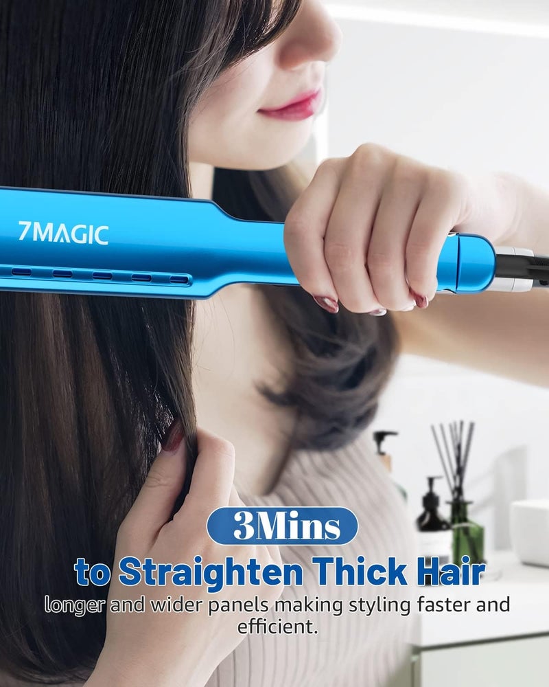 7MAGIC Nano Titanium 1.7" Wide Flat Iron for All Hair - Straightener with 5 Temps and Dual Voltage - Image 2